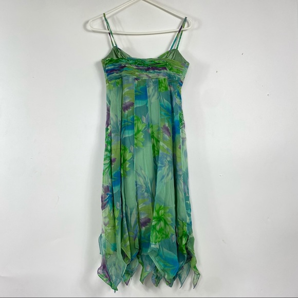 Sue Wong aqua/lime floral silk Dress Size 2 NWT - Picture 8 of 15